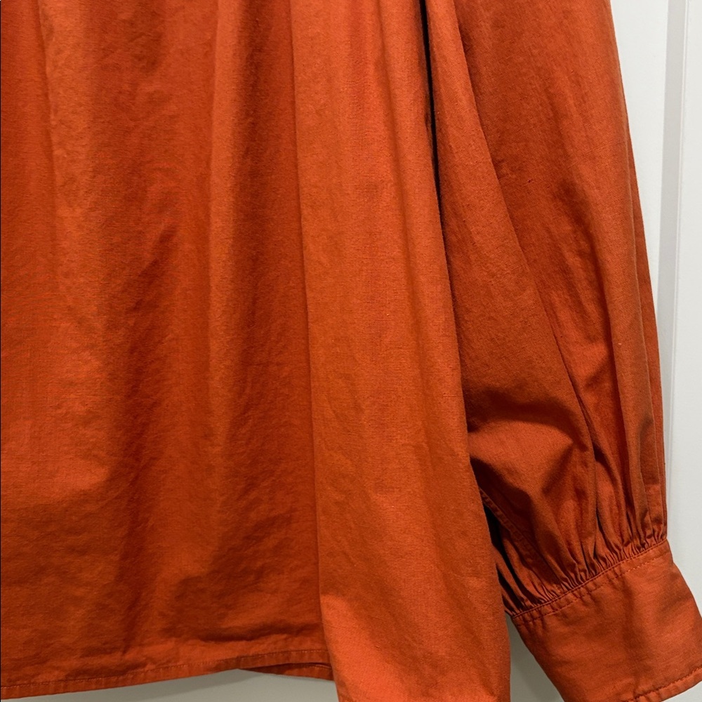 Saint Laurent Vintage Rust Color Balloon Sleeve Button Top Blouse—BEAUTIFUL! EUC - Picture 2 of 13